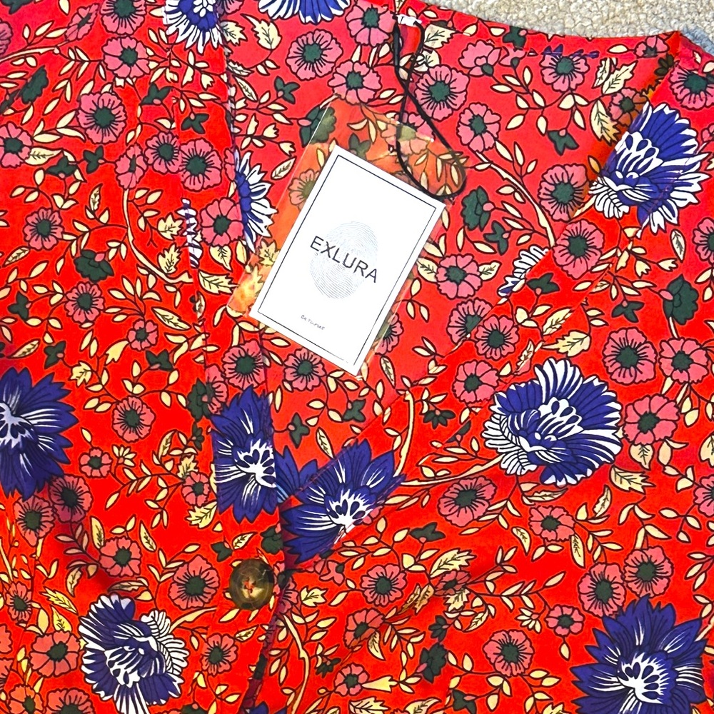 NEW Floral Button-Down Dress, size L - large, lightweight, summer new with tags - Picture 2 of 11
